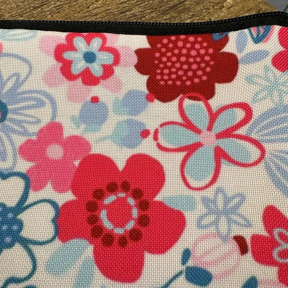 Spring Flower Pink Coin Purse Wallet White Makeup Bag Gift for Her Small Wallet